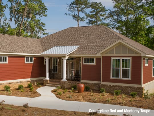 red-house-with-beige-trim red house with beige trim