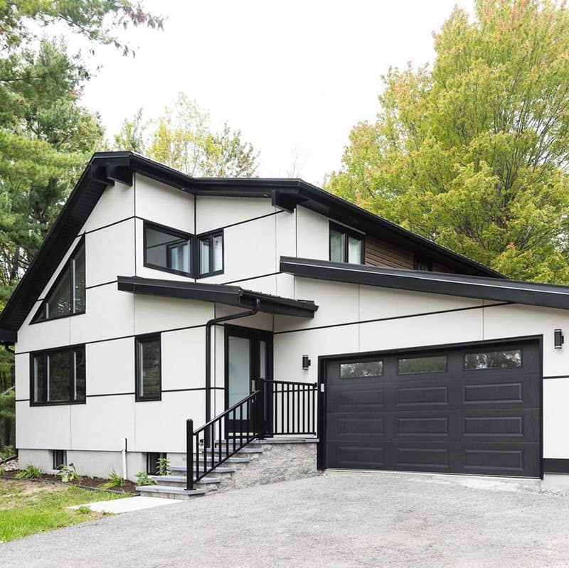 Key steps for designing your dream house: Modern two-story home clad in Arctic White Hardie® Panel Modern two-story home clad in Arctic White Hardie® Panel