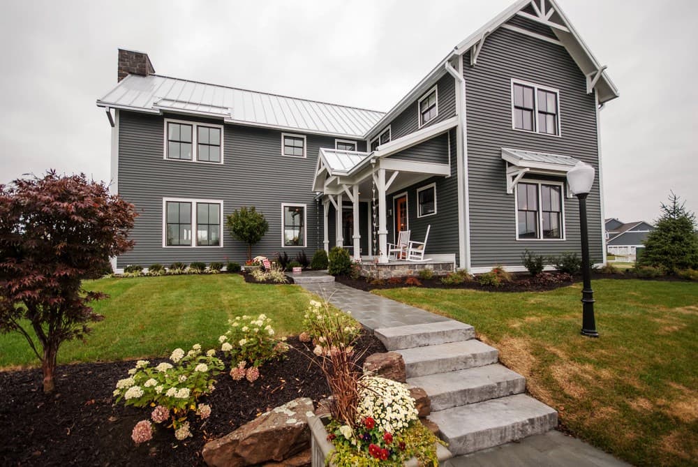 Gray home with Iron Gray James Hardie siding